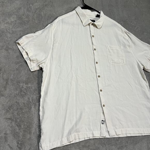 Nat Nast Shirt Mens 2XL White Silk Cotton Short Sleeve Button Up Luxury Casual - Picture 2 of 6